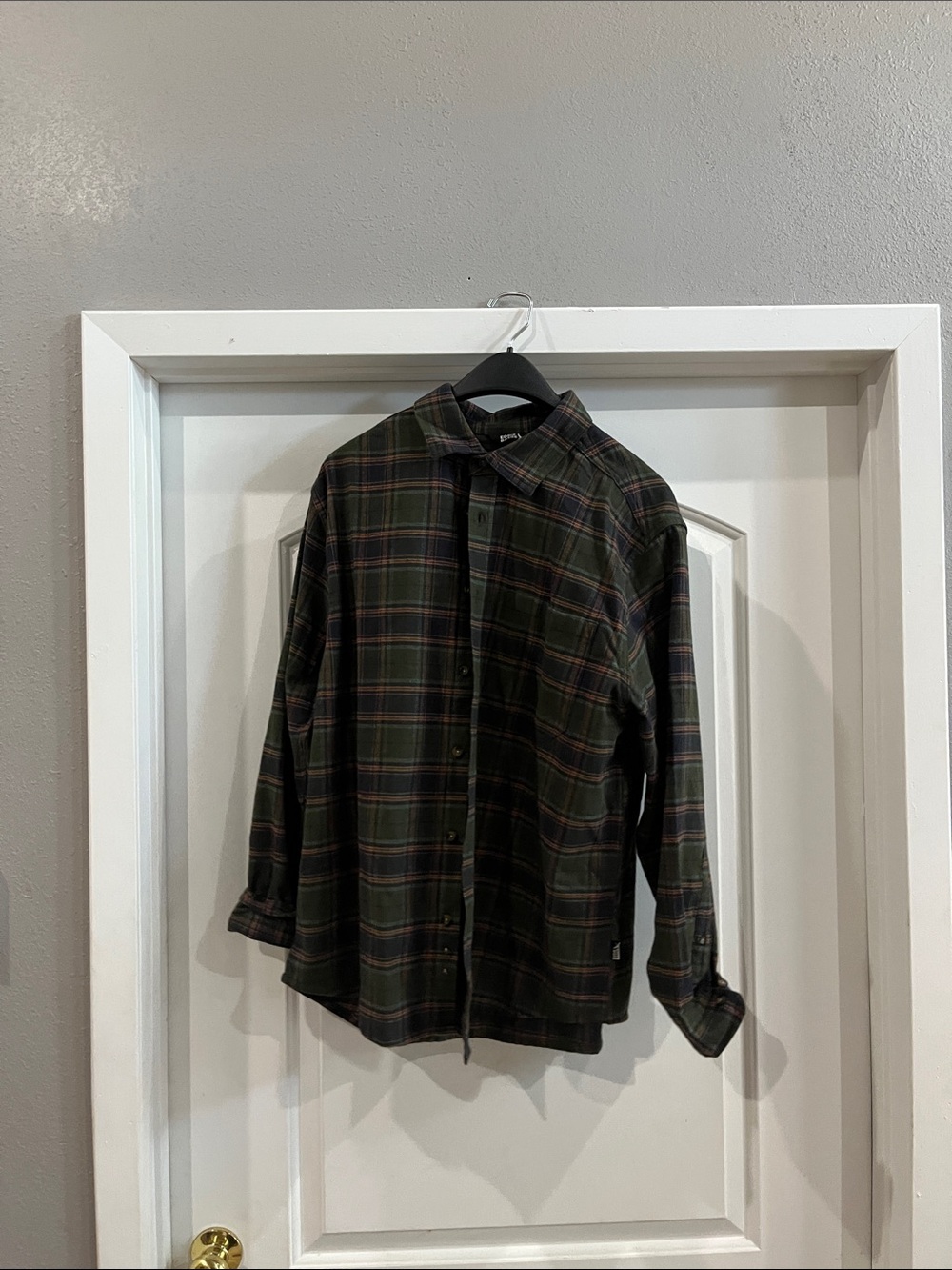 Eddie Bauer Dark Green Plaid Button-Down Shirt